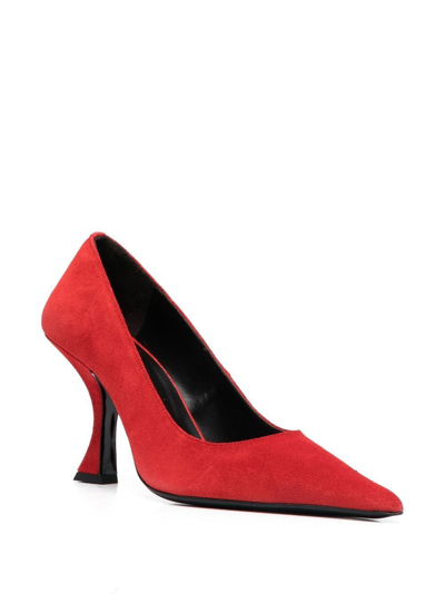 Shop By Far Women's Red Leather Pumps
