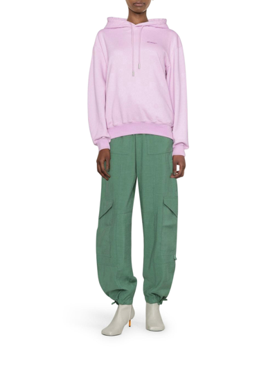 Shop Off-white Diagonal Striped Hooded Sweatshirt In Pink & Purple
