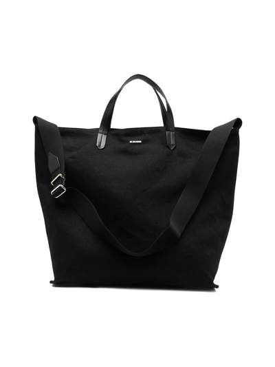 Shop Jil Sander Logo-print Tote Bag In Black