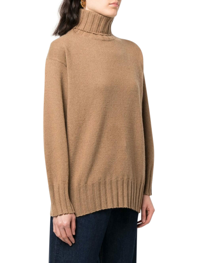 Shop Malo Roll-neck Cashmere Jumper In Brown