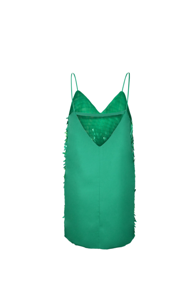 Shop Pinko Fringed Sequin Mini Dress In Verde