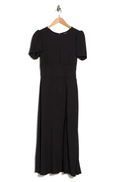 Shop Afrm Jamie Print Open Back Short Sleeve Dress In Noir