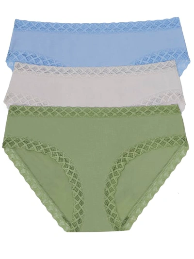 Shop Natori Bliss Cotton Girl Brief 3-pack In Paradise,linen,green