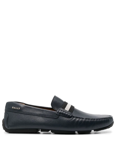 Shop Bally Pearce Stripe-trim Detail Loafers In Blue