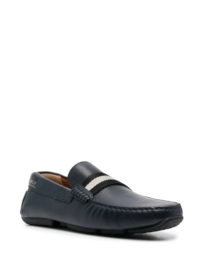 Shop Bally Pearce Stripe-trim Detail Loafers In Blue