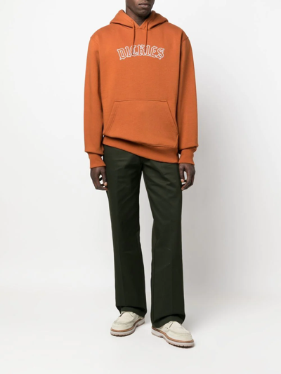 Dickies Construct Logo-print Pullover Hoodie In Orange
