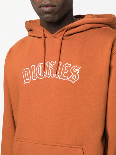 Dickies Construct Logo-print Pullover Hoodie In Orange