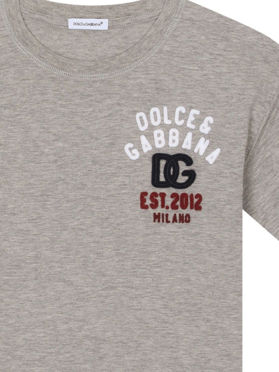 Shop Dolce & Gabbana Dg Logo Patch T-shirt In Grey