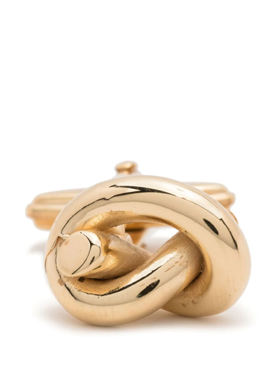 Shop Lanvin Twisted Metal Cufflinks In Gold