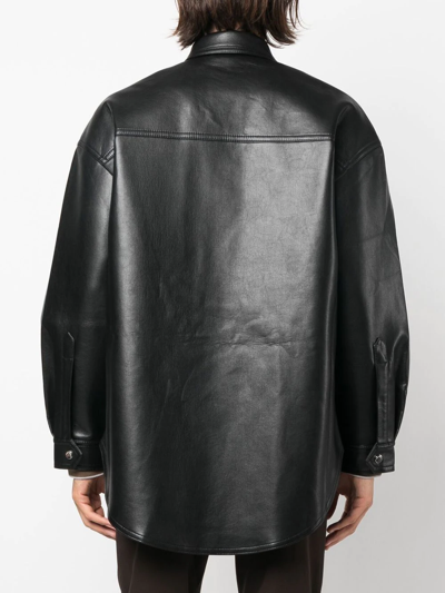 Shop Nanushka Martin Leather Overshirt In Black