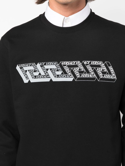 Shop Versace Greca-print Detail Sweatshirt In Black