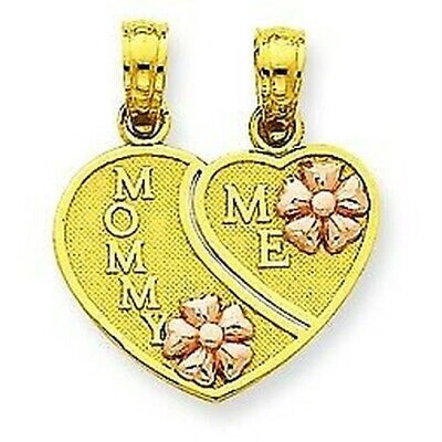 Pre-owned Accessories & Jewelry 14k Yellow And Rose "mommy Me" Breakable Hearts W/ Flower Pendant For Necklace