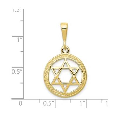 Pre-owned Accessories & Jewelry 10k Yellow Gold Diamond Cut Polished Finish Medium Star Of David In Frame Charm