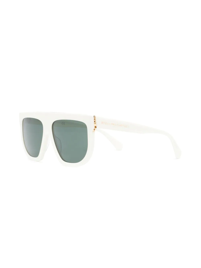 Stella Mccartney Logo-print Square-frame Sunglasses In Neutrals