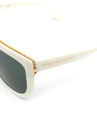 Stella Mccartney Logo-print Square-frame Sunglasses In Neutrals