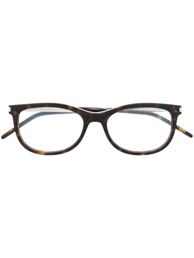 Shop Saint Laurent Wayfarer-frame Optical Glasses In Brown