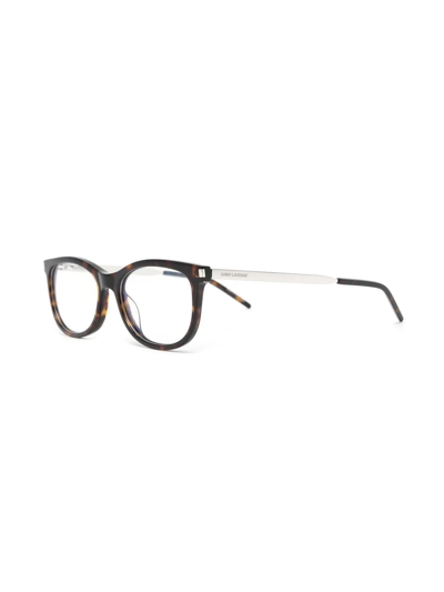 Shop Saint Laurent Wayfarer-frame Optical Glasses In Brown
