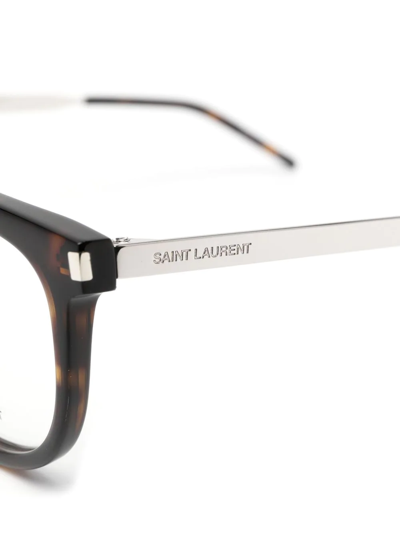 Shop Saint Laurent Wayfarer-frame Optical Glasses In Brown