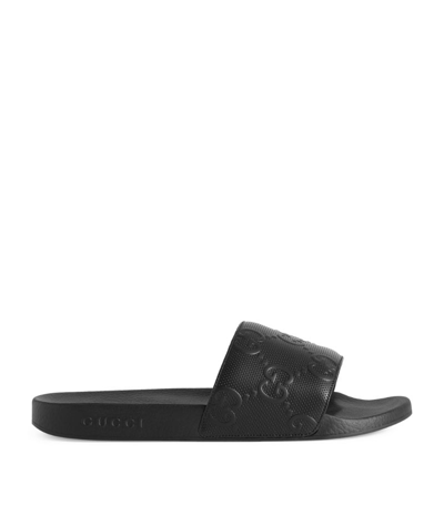 Shop Gucci Rubber Gg Slides In Black