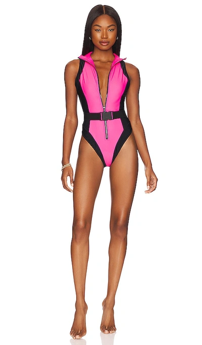 Shop Pursuit The Label Viper Sculpt Suit In Neon Pink