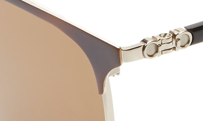 Shop Ferragamo Capsule Metal 55mm Rectangle Sunglasses In Havana/ Shiny Gold