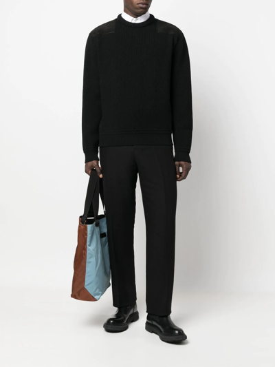 Shop Zegna Crew Neck Knitted Sweater In Schwarz