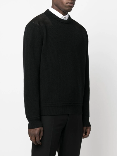 Shop Zegna Crew Neck Knitted Sweater In Schwarz