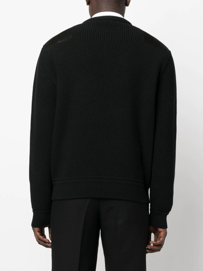 Shop Zegna Crew Neck Knitted Sweater In Schwarz