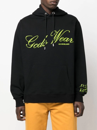 Shop Gcds Slogan-print Pullover Hoodie In Schwarz