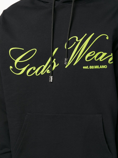 Shop Gcds Slogan-print Pullover Hoodie In Schwarz