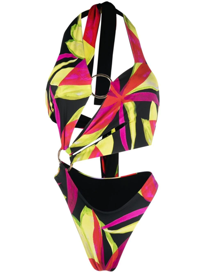 Shop Louisa Ballou All-over Graphic-print Swimsuit In Schwarz