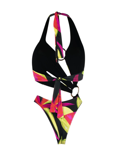 Shop Louisa Ballou All-over Graphic-print Swimsuit In Schwarz