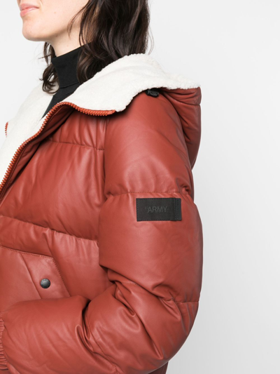 Yves Salomon Shearling-trim Hooded Down Jacket In Braun