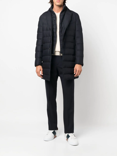 Herno Concealed-zip Padded Coat In Blau