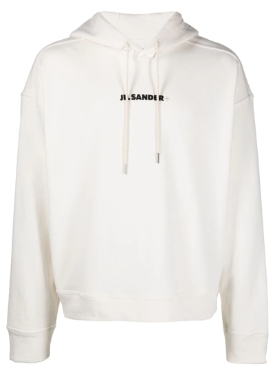 Jil Sander Logo-print Drawstring Hoodie In Nude