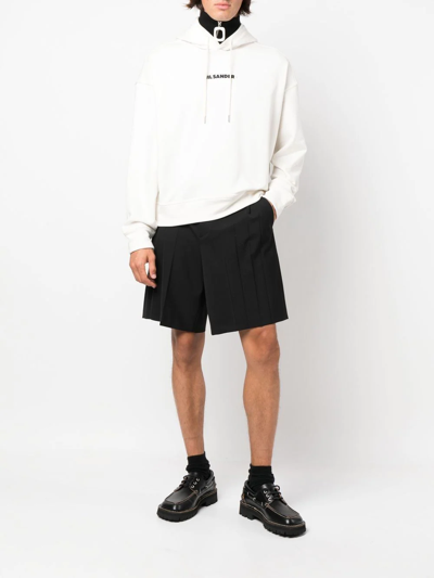 Jil Sander Logo-print Drawstring Hoodie In Nude