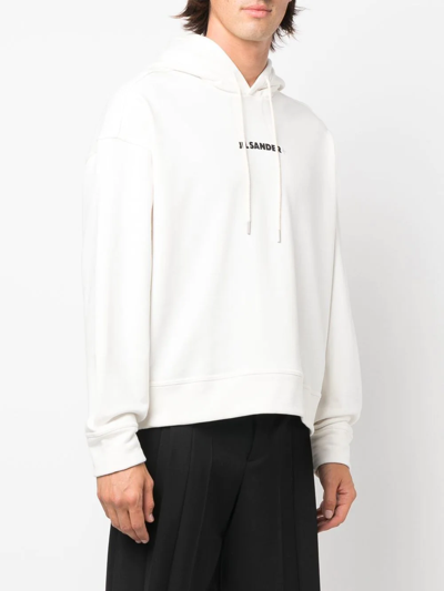 Jil Sander Logo-print Drawstring Hoodie In Nude