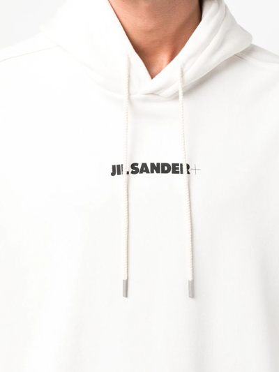 Jil Sander Logo-print Drawstring Hoodie In Nude