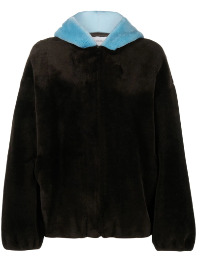 Shop Inès & Maréchal Hooded Shearling Jacket In Braun