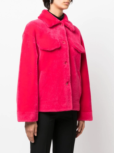 Shop Inès & Maréchal Button-up Shearling Jacket In Rosa