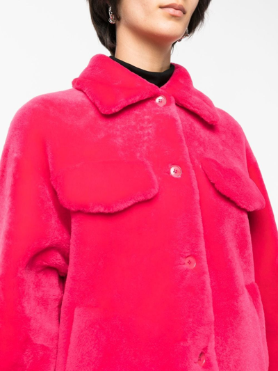 Shop Inès & Maréchal Button-up Shearling Jacket In Rosa