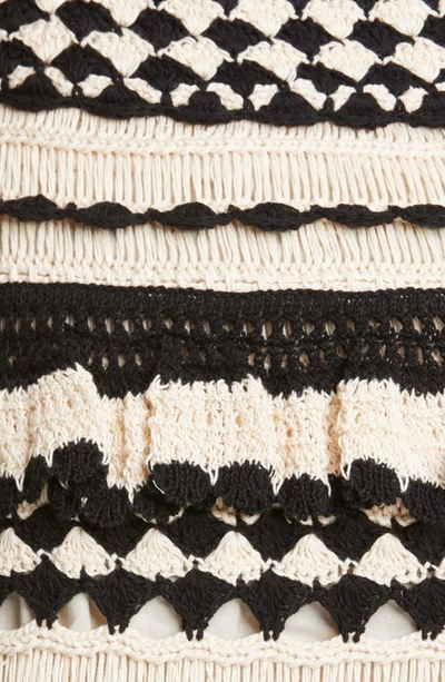 Shop Zimmermann Tiered Mixed Stitch Cotton Skirt In Black Cream