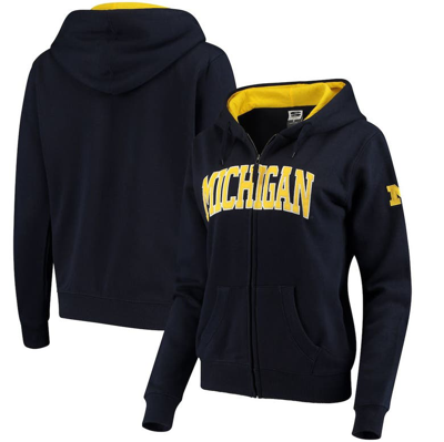 Colosseum Stadium Athletic Navy Michigan Wolverines Arched Name Full-zip Hoodie In Navy