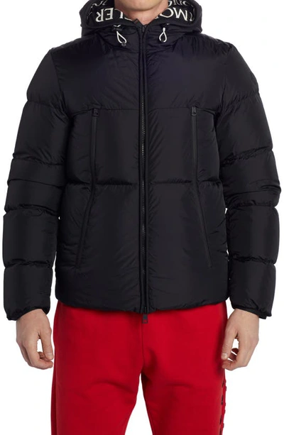 Moncler Men's Montcla Logo-hood Puffer Jacket In Black