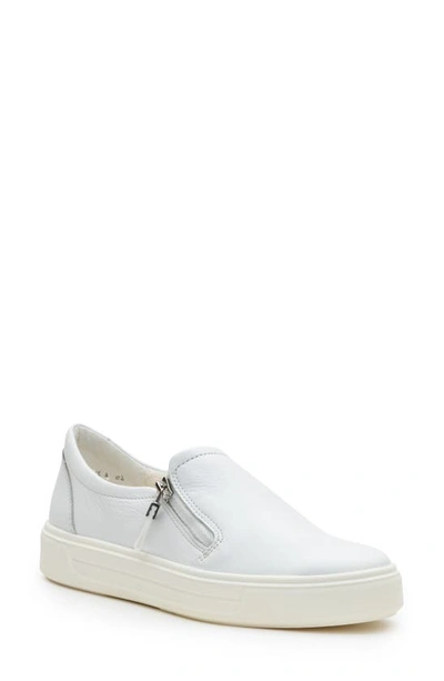 Shop Ara Cayce Leather Zip Sneaker In White Cervocalf