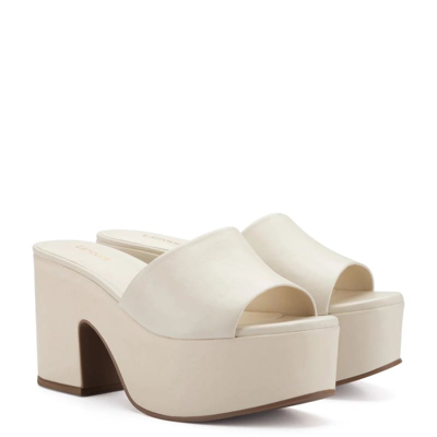 Shop Larroude Miso Leather Platfrom Sandal In White