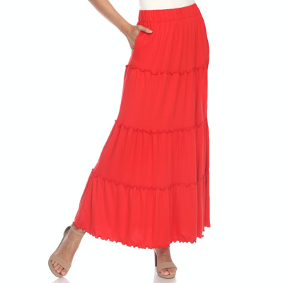 Shop White Mark Tiered Maxi Skirt In Red
