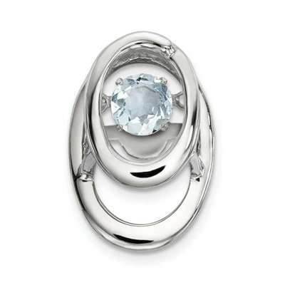 Pre-owned Accessories & Jewelry Sterlingsilber Rhodium Aquamarin März Geburtsstein Vibrant Doppel Oval Anhänger