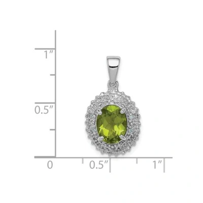 Pre-owned Accessories & Jewelry Sterlingsilber Rhodiniert Grün Peridot & Diamant Kostüm Halo Ovaler Anhänger