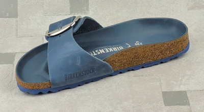 Pre-owned Birkenstock Madrid Big Buckle Dusty Blue 1021488 Blau Fettleder Schmale Weite